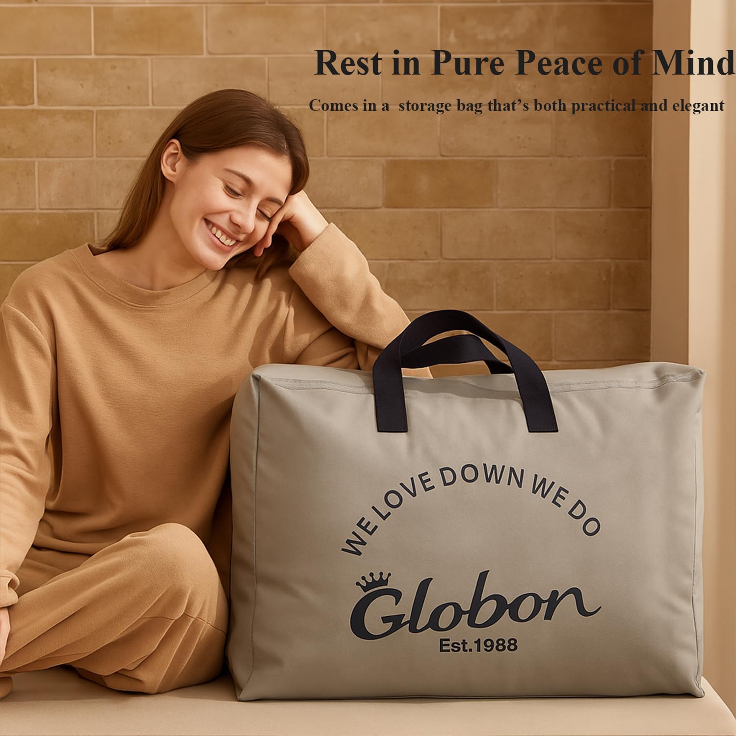 Globon Winter White Goose Down Comforter Queen Size,Down Duvet Insert,800 Fill Power,420 Thread Count Ultra Soft Noiseless Shell with Corner Tabs,White