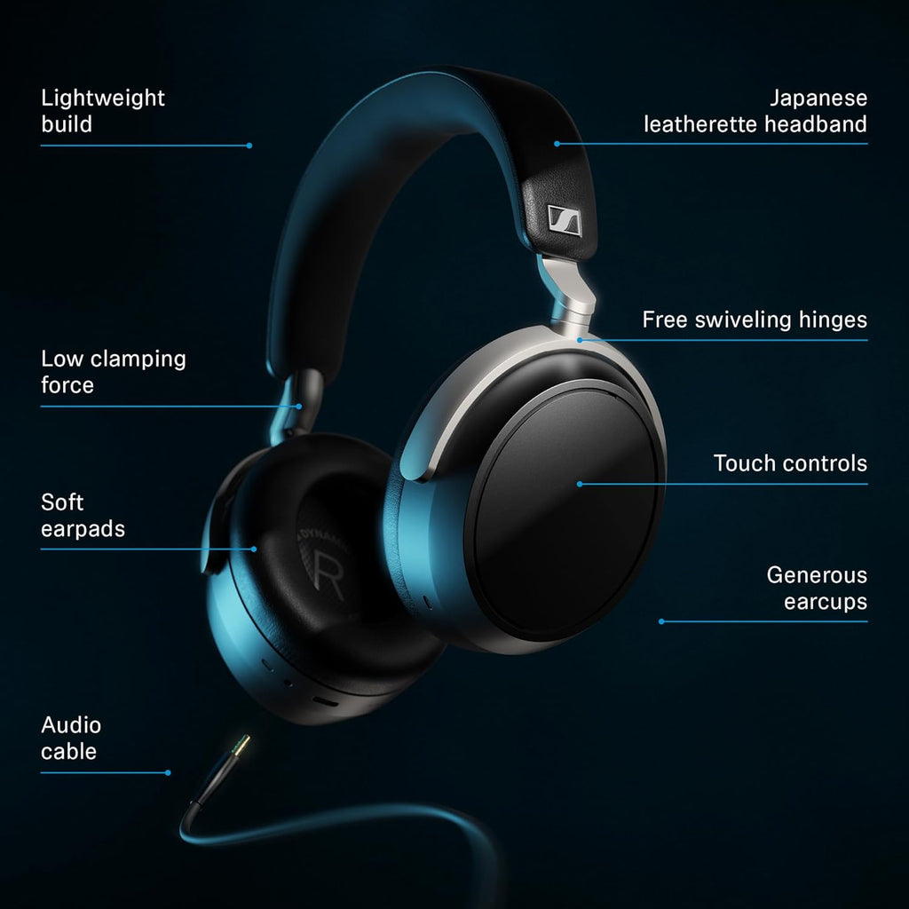 Sennheiser HDB 630 Wireless Over-Ear Headphones - Hi-Res Audiophile Sound  Adaptive Noise Cancellation  Parametric EQ  60 Hour Battery Life  Includes USB-C Low-Latency Bluetooth Adapter - Black
