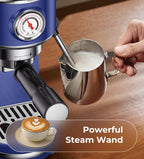 20 Bar Espresso Machine with Milk Frother, Compact Espresso Maker, Stainless Steel Coffee Machine with Precise Temp Control & 44oz Removable Water Tank for Latte, Cappuccino, Dark Blue