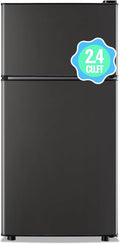 DEMULLER 2.4 Cu.ft Mini Fridge with Freezer Small Refrigerator with 7 Adjustable Temperature Control & Ajustable Feet, Compact Tiny Size Dorm Refrigerator Ideal for Kitchen Office Apt Dark Gray