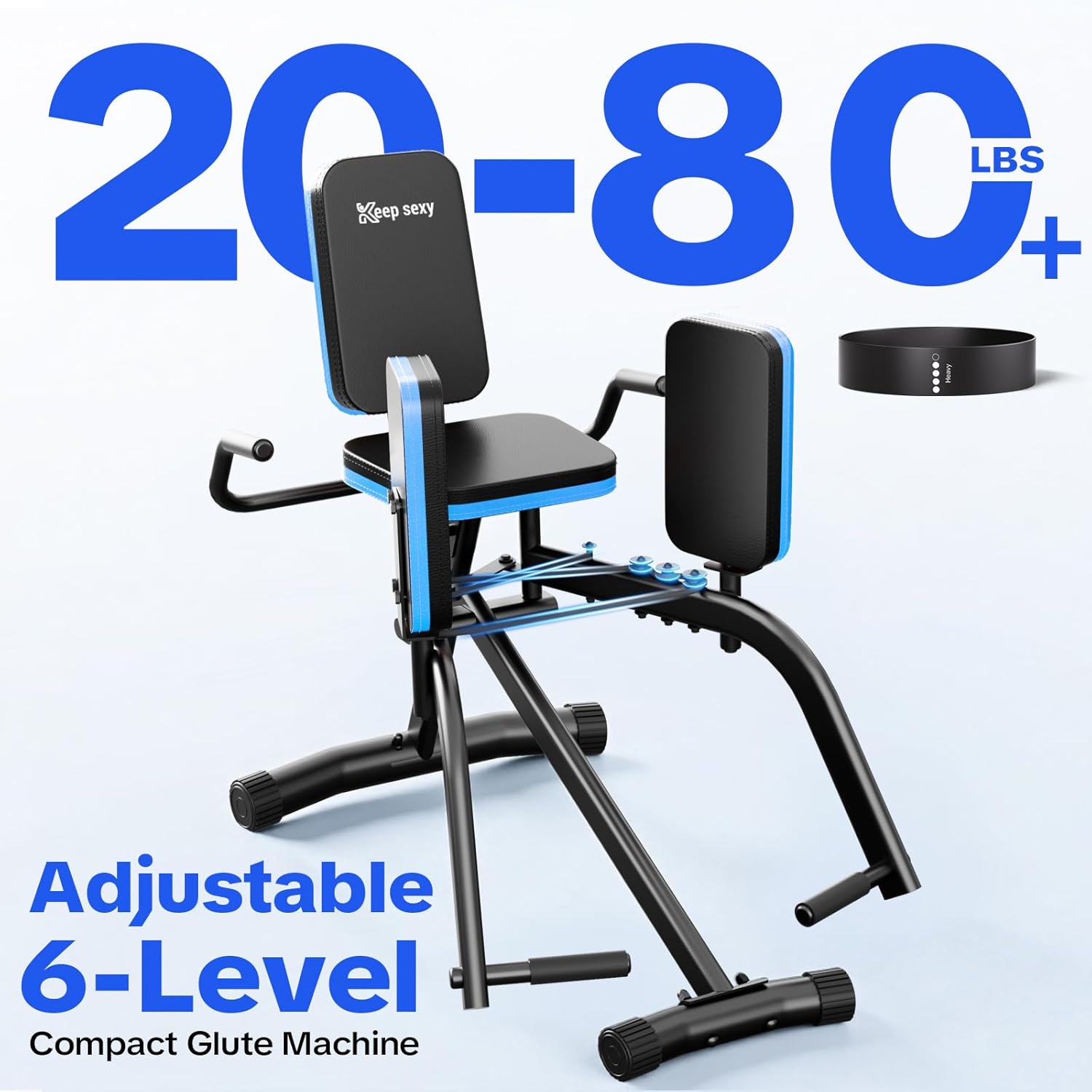 Hip Abductor Machine for Home Gym, 6-Level Thigh Exercise Equipment w/ Bonus Resistance Band | Compact Plush Padding Glute Machine, Booty Builder & Thigh Toner for Women Men