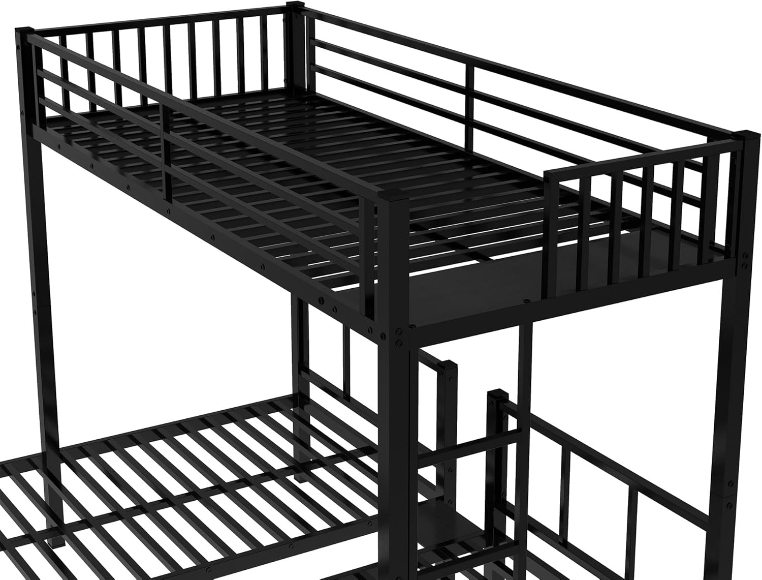 Bellemave Triple Bunk Bed for Kids, Detachable Twin Over Twin Over Twin Metal Bunk Bed with Guardrails, Ladder & Storage, Converts to 3 Separate Twin Beds, Easy to Assemble (3 Bunk Beds for Kids)