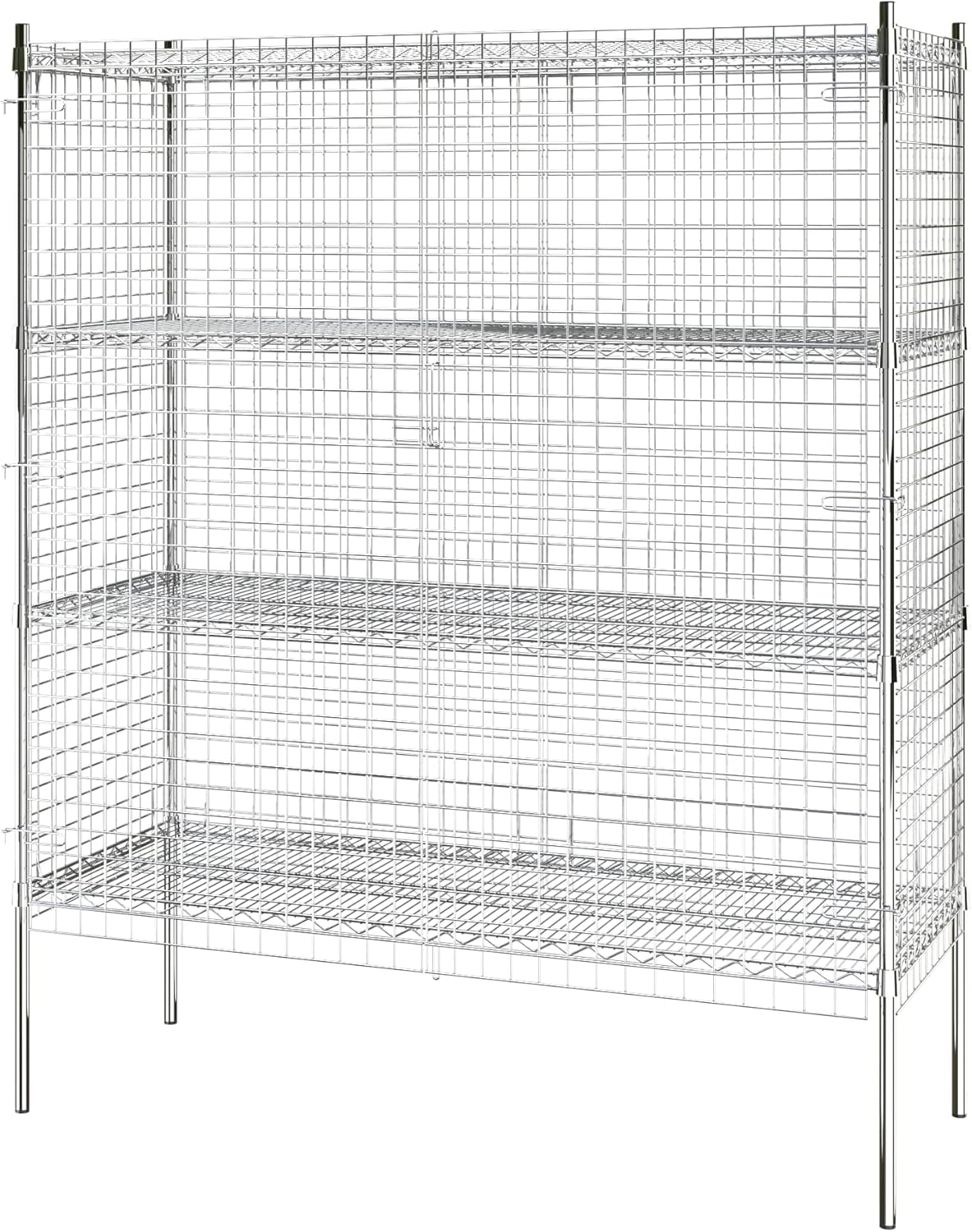 Commercial Grade NSF Listed Metal Wire Mesh Storage Chrome Security Cage Kit, 24" x 60" x 74", Perfect for Warehouse, Grocery Store, Restaurant, Dishroom