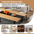 Giantex 71" Dining Table for 6-8 People, Large Kitchen Table with Heavy-Duty Metal Frame, Storage Rack, Industrial Rectangular Dinette Table for Dinner Dining Room Living Room Conference