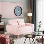 Vongrasig 47" Small Modern Loveseat Sofa, Mid Century Soft Corduroy Fabric 2-Seat Sofa Couch Tufted Love Seat with Back Cushions and Tapered Legs for Living Room, Bedroom and Small Space (Pink)