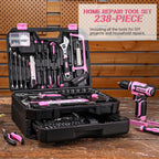 Pink Tool Kit Box Drill Set：DEKOPRO Home Mechanic Toolbox with 12V Power Cordless Drill Hand Repair Tools Sets Combo Kits Storage Organizer Drawer Case for Men & Women
