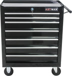 7-Drawer Rolling Tool Chest Cabinet, Large Capacity Metal Tool Box with Wheels and Keyed Locking, Roll Around Storage Organizer Tool Cart for Garage, Warehouse, Work Shop (Black04)