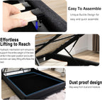 Lift Up Storage Bed Full, Bed Frame Full Size with Charging Station & Led Lights, Upholstered Storage Bed with Wingback 2-Tier Bookcase Headboard, Hydraulic Lift, No Box Spring Needed,Black | lift up bed, breathable material