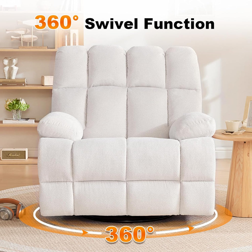360° Swivel Glider Recliner, Oversized Recliner Rocker Chair, Extra Wide Manual Recliner, Overstuffed Soft Rocking Sofa Chair for Living Room& Bedroom (Beige)