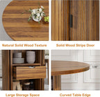 Garvee 47 Inch Round Dining Table for 4, Kitchen Table with 2-Layer Storage Shelf and a Drawer, Farmhouse Circle Dinner Table for Dining Room, Kitchen, Living Room (Table Only), Walnut