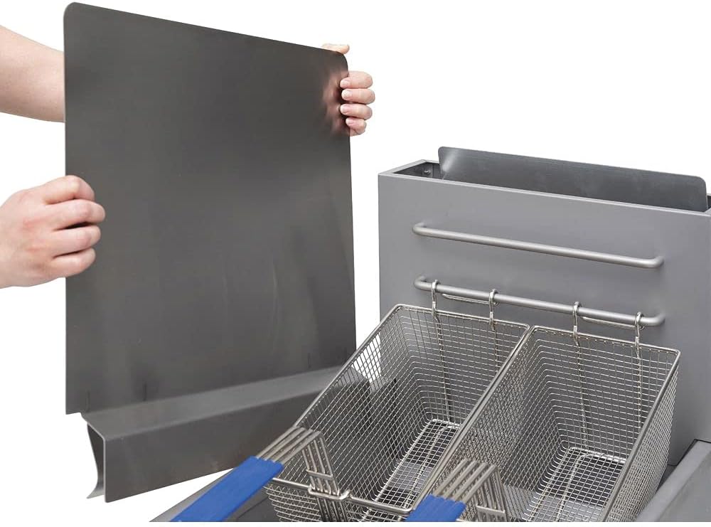 2-Pack Commercial Fryer Splash Guard by Chef Master, 18-Gauge Stainless Steel Universal Fit Oil Splatter Guard, 20.5 x 15" Splatter Screen, Oil Splash Guards for Kitchen & Restaurants Deep Fryer-90059