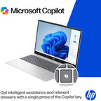 HP 15.6" Laptop with Microsoft Office 365 Included  Intel 4-Core Processor  32GB RAM 128GB SSD  Windows 11  PLUSERA Earphones  Natural Silver