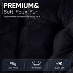 DUMOS Comfy Saucer Chairs Cozy Faux Fur Soft Lounge Cute Folding Bedroom Living Room Seat Flexible Reading Foldable Seating for Kids Adults Thick Padded Metal Frame Modern for Home Office, Black