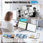 Laptop Screen Extender 0.17" Ultra-Thin  14" 1080P FHD IPS Portable Monitor  Triple Screen Laptop Monitor Extender for 13"-17" Laptops  Plug & Play for Mac/Android/Chrome