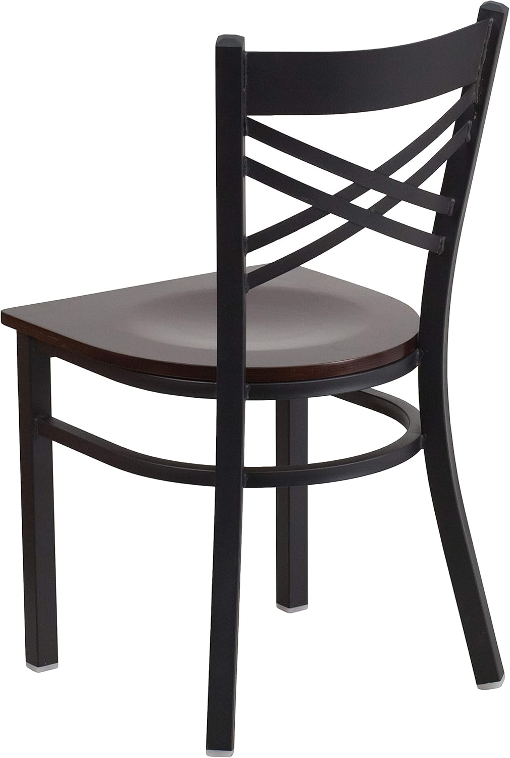 Flash Furniture 2 Pack HERCULES Series Black ''X'' Back Metal Restaurant Chair - Walnut Wood Seat