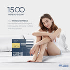 THREAD SPREAD 100% Egyptian Cotton Sheets California King Size - 1500 Thread Count 4 PC Cal King Sheets Egyptian Cotton, Soft, Cooling Sateen Sheet, High Thread Count Sheet California King - White