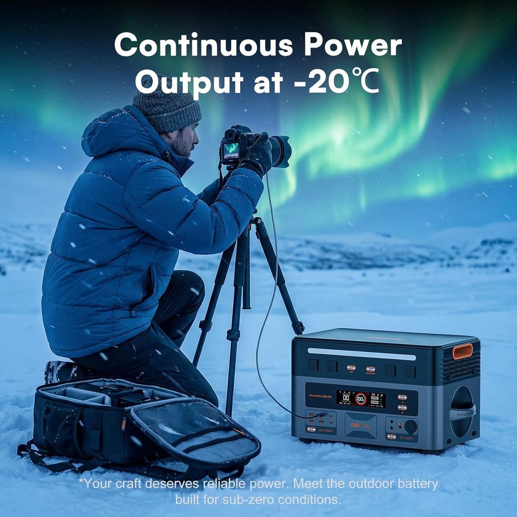 OSCAL 3600W Portable Power Station PowerMax 3600PE with 500W Solar Panel  2016Wh Solar Generator  1500W AC Charging  LiFePO4 Battery Power Station for Home Use  Camping  RV  Emergency
