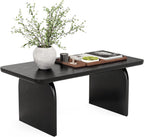 LITTLE TREE Farmhouse Coffee Table, 47 Inches Wooden Center Tables with Rounded Corners, Rectangular Living Room Tables, Modern Low Cocktail Tea Furniture for Living Room (Black)
