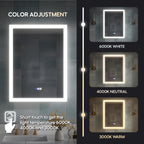 WELLFOR 24 x 32 Inch LED Medicine Cabinet with Lights, 3X Magnification Makeup Mirror, Bathroom Vanity Mirror Cabinet with Storage, Anti Fog, Surface or Recess Mount, Right Opening Door