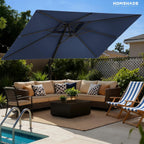 HOMSHADE 9x12FT Cantilever Patio Umbrella Outdoor with Base- Large Offset Heavy-Duty Aluminum Umbrella with 360° Rotation  6 Tilts  Windproof  3-Year Fade Resistance for Pool Deck  Navy Blue
