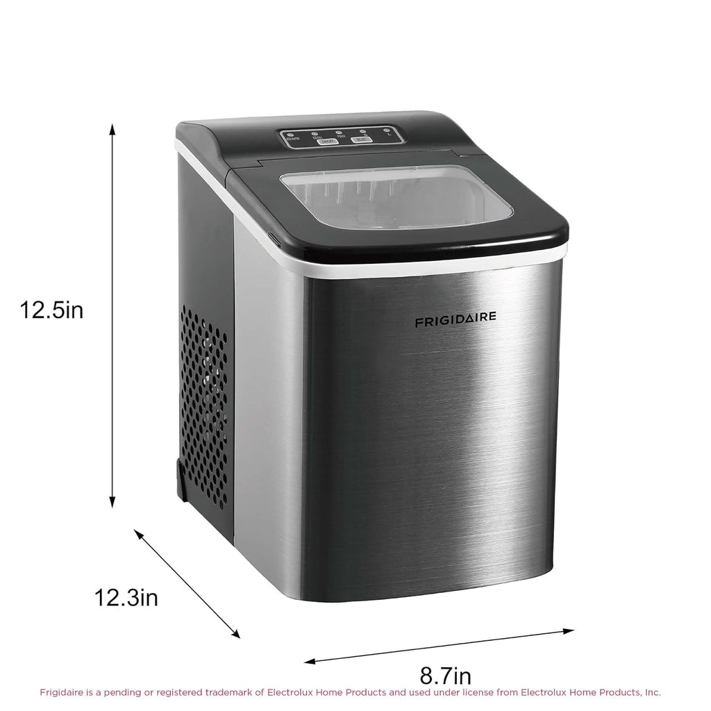 Frigidaire Compact Countertop Ice Maker, Makes 26 Lbs. of Bullet Shaped Ice Cubes Per Day, Silver Stainless