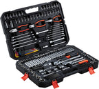 VEVOR Mechanics Tool Set, 314-Piece Mechanic Tool Kit, 1/4 in, 3/8 in, and 1/2 in Drive, Metric Socket Set, Wrenches, Screwdriver Bits, Accessories, and Storage Case, for Automotive and Home Repair