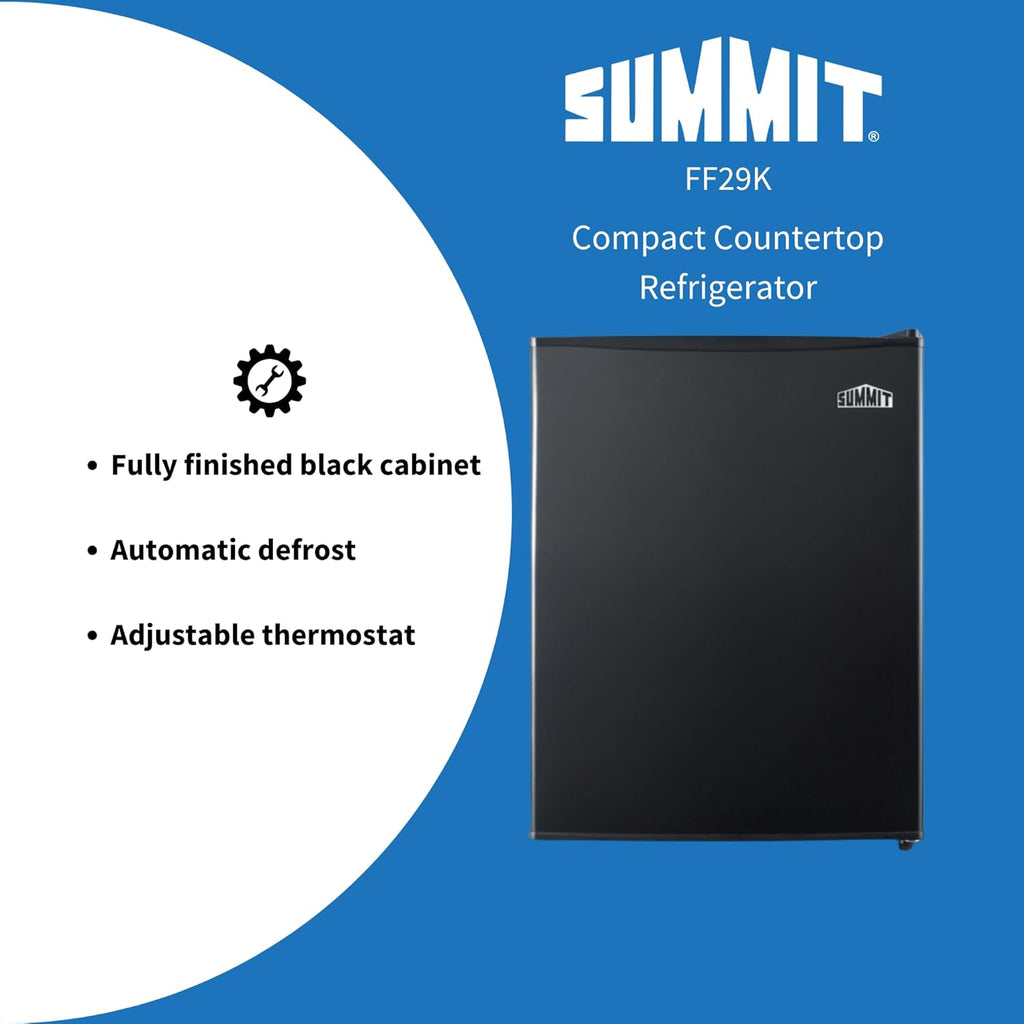 Summit Compact Countertop Refrigerator - Black Mini Fridge - FF29K