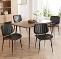 Dining Chairs Set of 4, Mid Century Modern Dining Room Chair, Upholstered Faux Leather Kitchen Chairs with Walnut Bentwood Back and Metal Legs for Kitchen Dining Room Living Room, Black