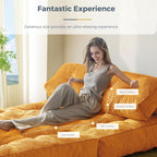 MAXYOYO Folding Sofa Bed, Convertible Sleeper Chair with Pillow Foldable Mattress with Back Support, Portable Fold Out Chair Bed Comfy Floor Sofa Lounge for Living Room Bedroom, Orange Double