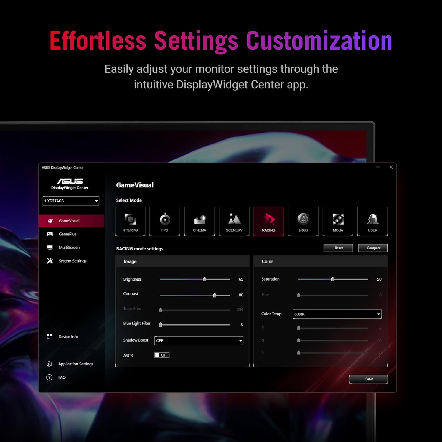 ASUS ROG Strix 27” QHD (2560x1440) HDR400 USB-C Gaming Monitor (XG27ACS)  180Hz 1ms  Fast IPS  133% sRGB  Extreme Low Motion Blur Sync  G-Sync Compatible  DisplayWidget  Tripod Socket  3 Year Warranty