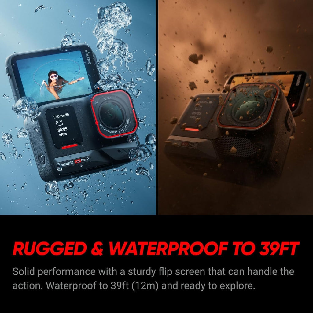 Insta360 Ace Pro 2 Dual Battery Xplorer Bundle - 8K Waterproof Action Camera Co-Engineered with Leica  Flagship 1/1.3" Sensor  8K30fps  4K60fps  2.5" Flip Screen  AI Noise Reduction
