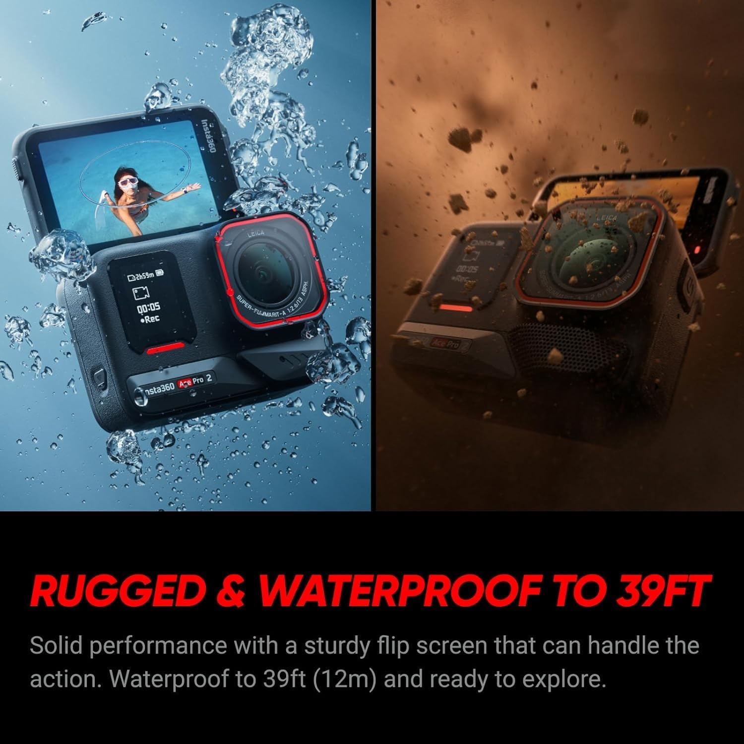 Insta360 Ace Pro 2 Dual Battery Xplorer Bundle - 8K Waterproof Action Camera Co-Engineered with Leica  Flagship 1/1.3" Sensor  8K30fps  4K60fps  2.5" Flip Screen  AI Noise Reduction