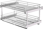 (26" W x 22" D 2-Tier Cabinet Roll Out Shelves | Extra Wide Slide Out Drawers for Kitchen Cabinets, Heavy Duty Pull Out Cabinet Organizer 22 Inch Deep