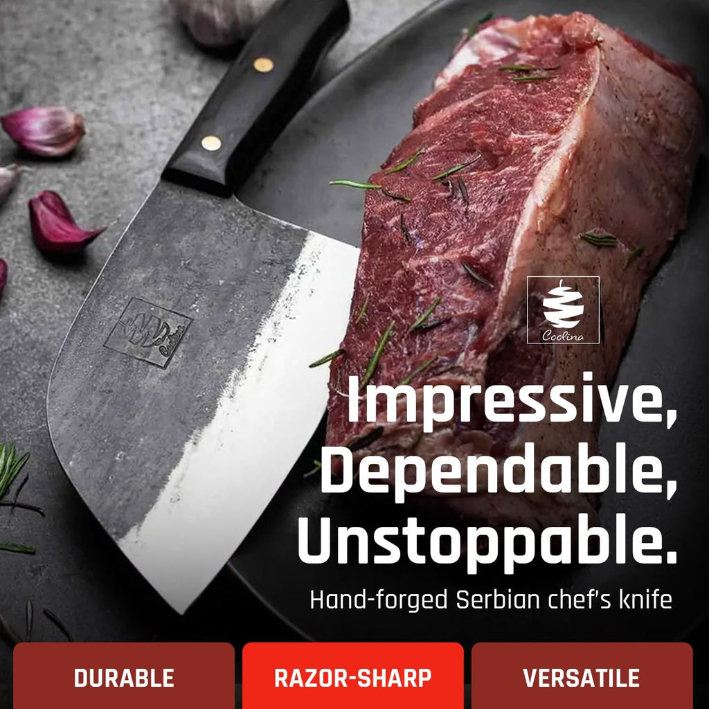 COOLINA Promaja Knife – Carving, BBQ, Meat Cutting, Slicing, Butcher & Chef Knife – Essential Kitchen Tool