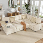 Hanherry Sectional Couch with Pull Out Sofa Bed,Chenille Sleeper Sofa with Storage Ottoman & USB Charging,Comfy L Shaped Modular Couches for Living Room,Apartment