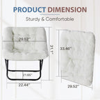 DUMOS Comfy Chair for Adults, Soft Faux Fur Folding Lounge for Bedroom Living Room Dorm Rooms Flexible Reading Chair for Teens, Large Size Foldable (Square-Creamy)
