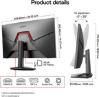 KOORUI 27 inch Gaming Monitor 1440p  Monitor 2K with Fast IPS Panel  VESA Mountable Pc Monitor Gaming with HDMI & Displayport Ports  Adaptive Sync  Compatible FreeSync & G-Snyc for PC  Laptops & PS5