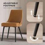 Modern Upholstered Dining Chairs Set of 4 with Thick Seat Cushion and Curved Back, Synthetic Leather Mid-Century Dinner Chair for Kitchen, Dining Room,Cafe (Faux Leather-Brown, Set of 4)