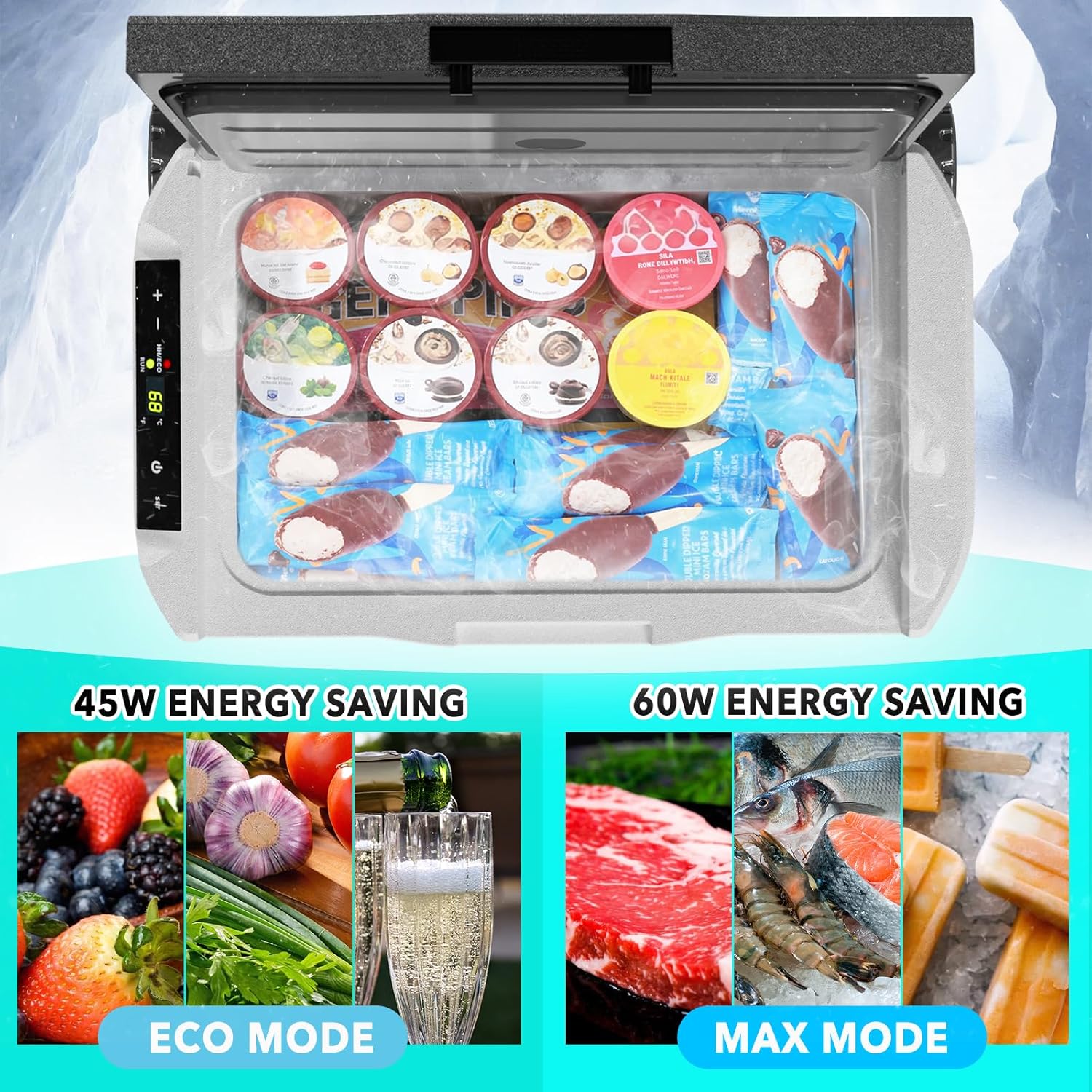 DOGHLY 12 Volt Refrigerator, 32QT Portable Cooler -4℉-68℉, Compressor Car Fridge 12V/24V DC & 110-240V AC, Electric Cooler for Truck, RV, Camper, SUV, Travel, Camping & Road Trips (32QT)