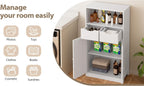 Walsunny Floor Storage Cabinet, Organizer with Doors and Drawers, Freestanding Side Cupboard Pantry with Adjustable Shelf for Bathroom/Living Room(White)