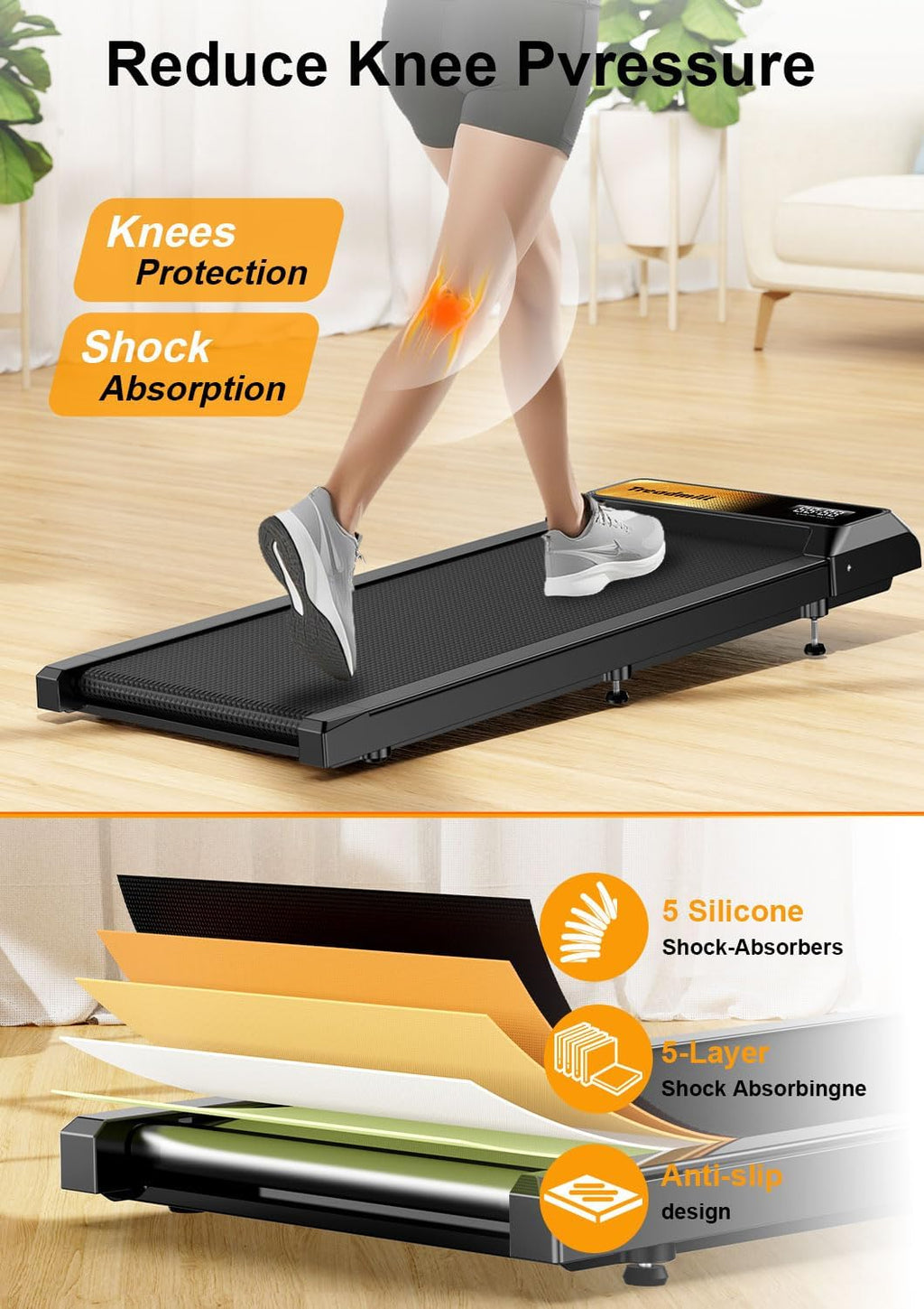Walking Treadmill Pad with Incline, Walking 2.5HP for Home and Office, 265Lbs Weight Capacity, Treadmill with APP & Remote Control, LED Display