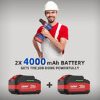NANWEI Hammer Drill, 1100 in-lbs, 26000BPM, 1/2" Keyless Metal Chuck, 20+1+1 Clutch, 2x4.0Ah Batteries, 20V Brushless Cordless Heavy-duty Impact Drill Kit for Drilling concrete,Brick Wall, Metal, Wood