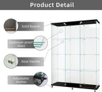 LFT HUIMEI2Y Glass Display Cabinet 12 Shelves with 3 Columns 2 Doors and Lock, Extra Large DIY Curio Cabinets Quick-Install Style Tempered Glass Bookshelf for Living Room, Bedroom, Black