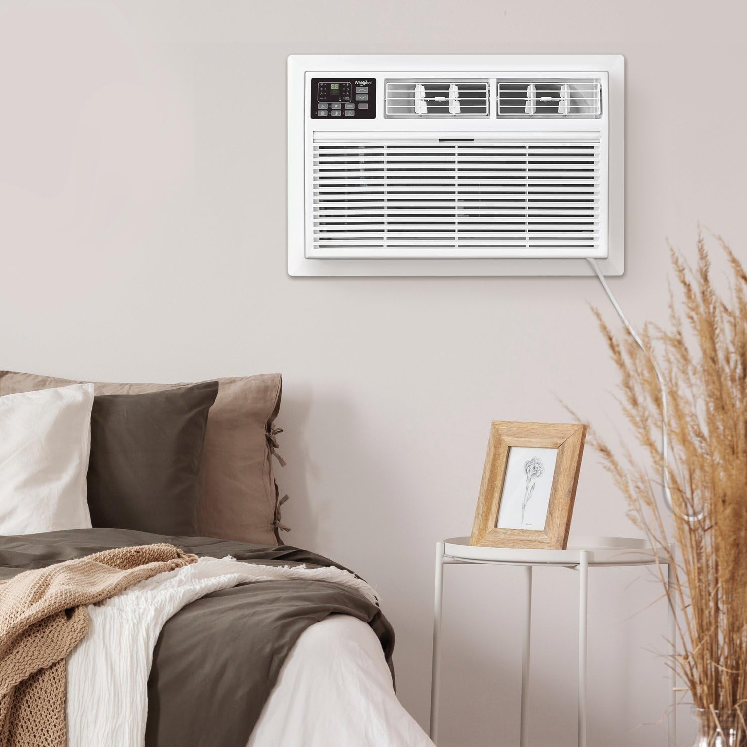 Whirlpool 12,000 BTU 230V Through-the-Wall Air Conditioner with Supplemental Heat, Dehumidifier and Remote, Wall AC Unit for Apartment, Living Room and Medium Rooms up to 550 Square Feet in White