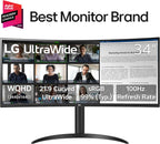 LG 34WR55QK-B 34-inch UltraWide WQHD (3440 x 1440) Curved Computer Monitor  100Hz  5ms  HDR10  Reader Mode  HDMI  DisplayPort  USB Type-C  Tilt/Height Adjustable Stand  Black