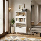 Foxemart White File Storage Cabinet & 4-Tier Multifunctional Storage, 51.1”Tall Storage Cabinet, Narrow Storage Cabinet for Home Office, Bathroom, Kitchen, Pantry, Living Room, Bedroom