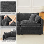 Modular Sectional Sofa 112.2 Inch L Shaped Couch Set with Armrests, 3-Seater Comfortable Cloud Couches with Movable Ottoman for Living Room Apartment, Grey