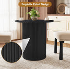 AVZEAR 31.5" Round Dining Table for 2 People, Small Kitchen Dinner Table with Fluted Wood Base, Farmhouse Circle Dining Tables for Home, Kitchen, Dining Room, Living Room (Black)