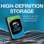 Seagate Skyhawk 4TB Video Internal Hard Drive HDD – 3.5 Inch SATA 6Gb/s 64MB Cache for DVR NVR Security Camera System with Drive Health Management and in-House Rescue Services (ST4000VXZ16/016)