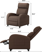 Homall Recliner Chair, Recliner Sofa for Adults, Recliners Home Theater Seating with Lumbar Support, Reclining Sofa Chair for Living Room (Fabric, Brown)